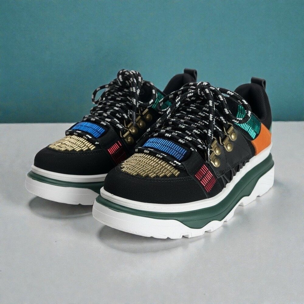 FARM Rio Black Beaded Suede Sneakers Women's Size EU 36 US 6 NWT